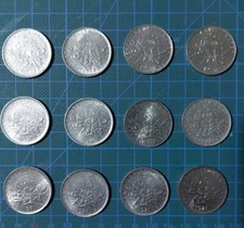 Lotto 12 Monete 5 Franchi Francia - 1970 - 1971 - 1973 - 1974 - 1992