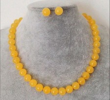 Parure collana orecchini vero topazio giallo naturale con GARANZIA 10 mm NUOVA