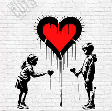 Stencil Graffiti Love Hearts