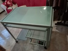 scrivania per computer,in metallo e vetro allungabile da 80 a 130cm