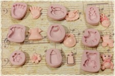 stampi gomma siliconica set forme battesimo bomboniere baby - lotto 9pz
