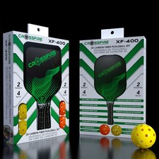 NUOVO set pickleball premium in fibra di carbonio Crossfire XF-400 con 2 palette e 4 palline
