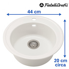 Lavello Fratelli Onofri Ø34  cm Bianco Inox da Incasso Tondo Cucina
