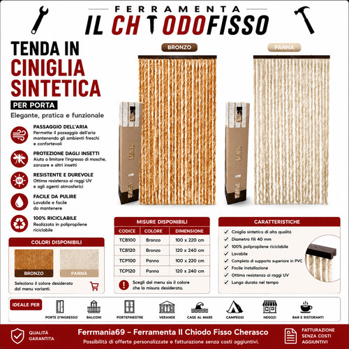 Tenda ciniglia sintetica - ciniglia, porta