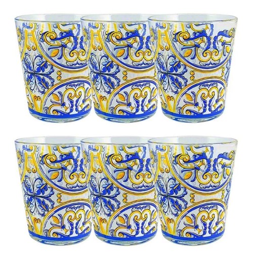 Set bicchieri vetro decorato - vetro,