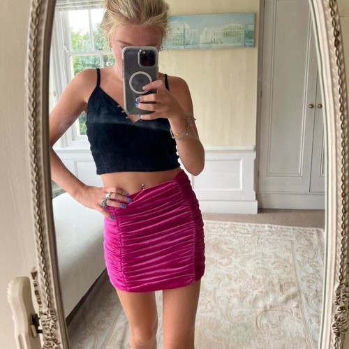 Zara minigonna velluto rosa - in,