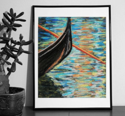 Quadro venezia olio pastello - olio,