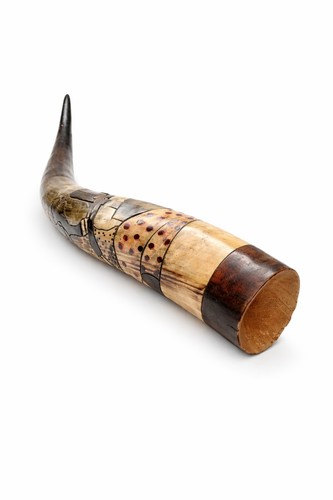Vintage carved bull horn - vintage,