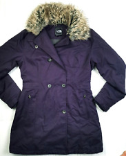 Cappotto donna CALDO THE NORTH FACE PRIMALOFT DOPPIOPETTO PELLICCIA collo VIOLA TRENCH M