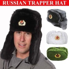 Russian Trapper Hat Soviet Distintivo Uomo Donna Pelo Caldo Inverno Ear Pattina