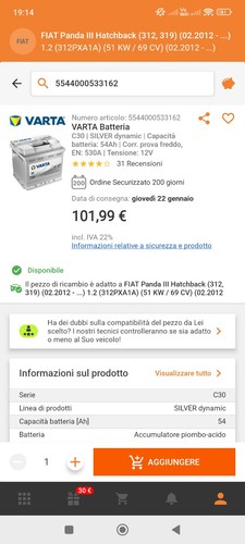 Batteria auto 54ah varta - auto,