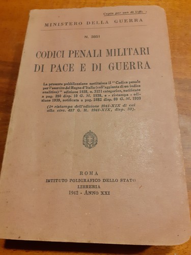 Codici penali militari pace - codici,