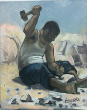 GIORGIO BOCCASILE (JR) - SCALPELLINO SPACCAPIETRE - OLIO SU TELA - 40 X 50