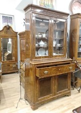 Antica credenza vetrina libreria vecchio mobile cassetti in legno radica noce