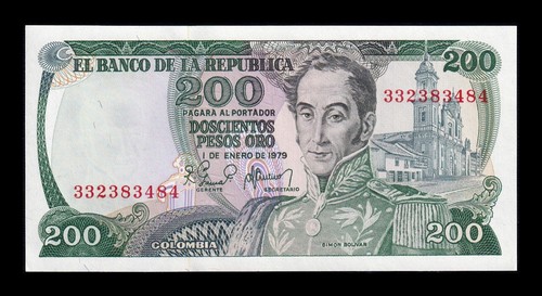 Colombia 200 pesos oro simón - colombia,