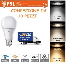 10 LAMPADINE LED FSL E27 9-15W LAMPADE LUCE CALDA NATURALE FREDDA SFERA GOCCIA