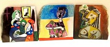 3 RIPRODUZIONI A STAMPA, OPERE DI PICASSO SU LASTRA DI ARDESIA - cm. 20x20