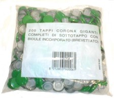TAPPO CORONA CON BIDULLES VINO IMBOTTIGLIAMENTO COLORATI CF. 200 PEZZI 29mm