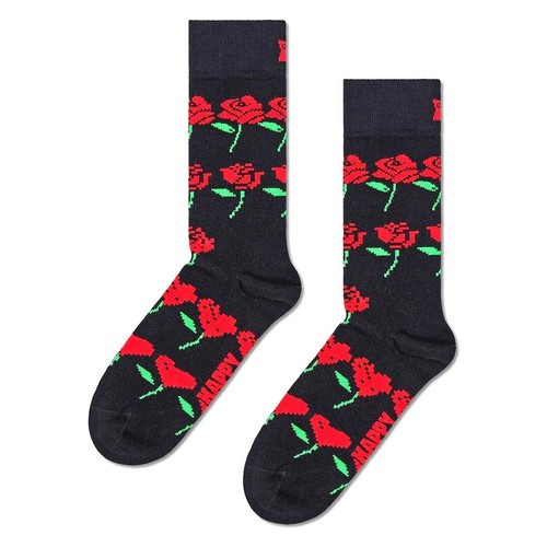 Rose hearts sock black - hearts,