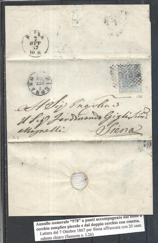 1867 20c celeste - 20c, con