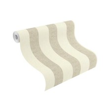 Rasch Carta da Parati Tessuto Non Tessuto Via Trento 802702 Strisce Crema Tortora Struttura Larghezza 70 cm
