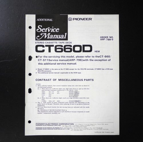 Originale pioneer ct660d - pioneer,