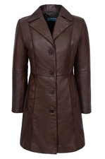 Cappotto donna pelle marrone vera pelle di agnello cappotto slim fit trench coat 3457