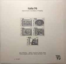 Italia 1976 Foglietto ITALIA 76 – Cartoncino Pubblicitario Nuovo coll.04
