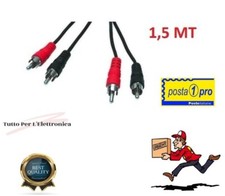 CAVO AUDIO SCHERMATO 2 RCA - 2 RCA STEREO 1,5MT MASCHIO - MASCHIO