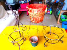 PORTAVASO TREPPIEDE IN FERRO BATTUTO + SET VINTAGE anni 60'     SOL