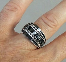 ANELLO ARGENTO 925 UOMO onice taglio brillante