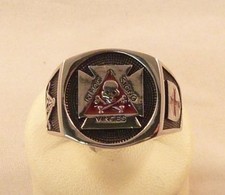 ANELLO MASSONICO TESCHIO OSSA ARGENTO 925 STERLING SILVER YORK RITE MASONIC RING