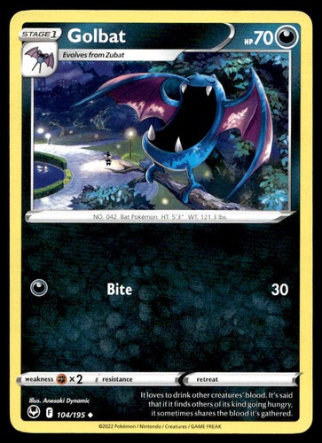 Carta pokemon golbat - pokemon, 104/195