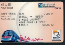 Biglietto Metro Airport Express MTR  Hong Kong City/Airport Asiaworld del 2012