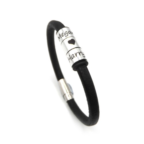 Bracciale uomo pelle anelli - bracciale,