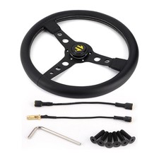 Volante per auto MOMO 350 mm Prototipo Style 6-Bolt in pelle nera volante (T5T)