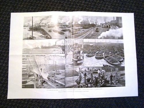 Stampa enorme del 1900 - , porto