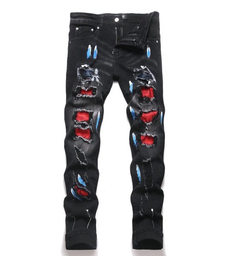 Jeans uomo denim nero gamba