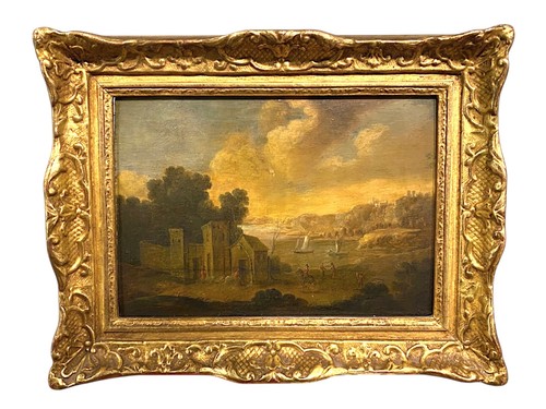 Antico dipinto olio paesaggio