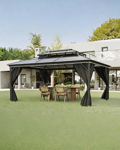 10x12ft gray hardtop gazebo - gray,