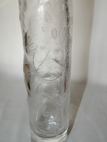 Vaso vetro tecnica intaglio