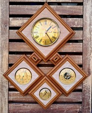 Stazione Barometrica Vintage Orologio Barometro Igrometro Termometro Ottone 