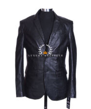 Giacca Blazer Milano Nero Uomo Smart Designer 2 Bottoni Vera Pelle di Agnello