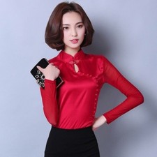 Donna satin mesh camicie - camicie, finta