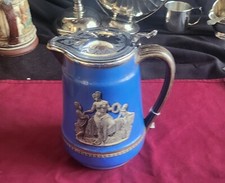 ANTICA TAZZA/BROCCA 1874 James Dixon & Sons Sheffield coperchio coperto, SP e ceramica