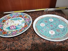 2 Piatti Orientali Originali Cinesi Da Parete 