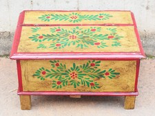 comodino, base, tavolino indiano coloniale antico con dipinto