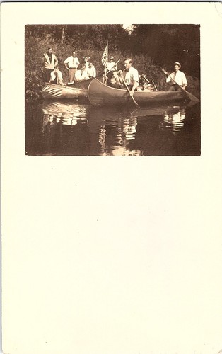 Cartolina rppc gruppo canoe - rppc, di