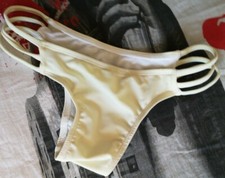 Costume mare bikini donna mutande slip lacci color panna XS-S brasiliana costume