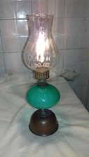 BELLISSIMA LAMPADA DA TAVOLO D'EPOCA GLOBO MURANO VERDE RAME OLD TABLE LAMP